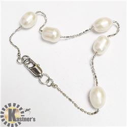 SILVER FRESH WATER PEARL 7.5" BRACELET