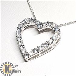 SILVER SIMULATED AQUAMARINE 20" NECKLACE