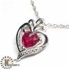 Image 2 : SILVER CREATED RUBY 20" NECKLACE