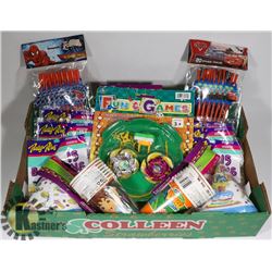 FLAT OF ASSORTED BIRTHDAY PARTY SUPPLIES