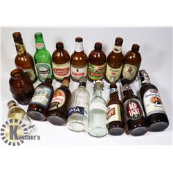 LARGE FLAT OF VINTAGE BEER BOTTLES