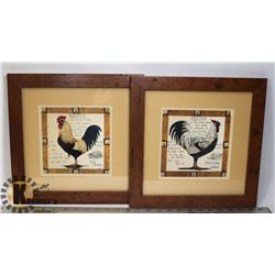 MADE IN CANADA SET OF TWO FRAMED ROOSTER PICTURES