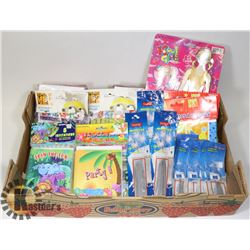FLAT OF ASSORTED PARTY SUPPLIES