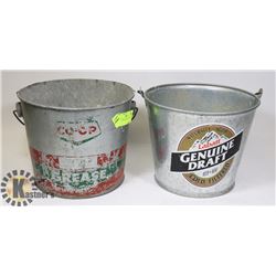 PAIR OF VINTAGE METAL PAILS ONE CO-OP,