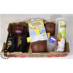 FLAT OF ASSORTED TRAVEL DRINK CONTAINERS AND MORE