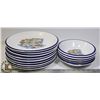 Image 1 : DINNER PLATES AND BOWLS BLUE TRIM AND FLOWERS