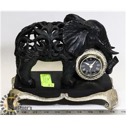 BOMBAY COMPANY ELEPHANT CLOCK BLACK AND SILVER,