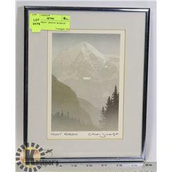 SIGNED PRINT "MOUNT ROBSON" 10"X8"