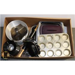 CASSEROLE DISH, BAKEWARE, POPCORN POPPER,BBQ TONGS