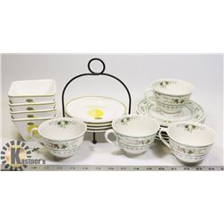 DESSERT SERVING SET AND TEA CUP/ SAUCER SET