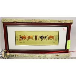 RARE ZODIAC OX MANTLE PICTURE WITH GOLD LEAF