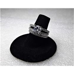 10)  2 PCE CZ WEDDING SET, STAMPED 925