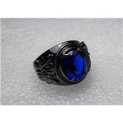 8)  BLACK RHODIUM PLATED BLUE LAB CREATED