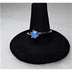 9)  BLUE LAB CREATED FIRE OPAL SOLITAIRE