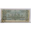 Image 2 : 1864 CIVIL WAR CONFEDERATE STATES OF AMERICA $20