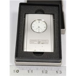 CANADA POST COLLECTIBLE QUARTZ CLOCK IN CASE.