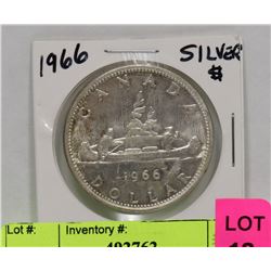 1966 CANADIAN SILVER ONE DOLLAR COIN