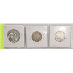 LOT OF THREE 1943-1910-1963 25 CENTS