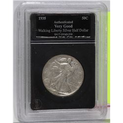 US 1935 GRADED WALKING LIBERTY SILVER 1/2 DOLLAR