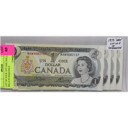 LOT OF FOUR 1973 ONE DOLLAR BILLS IN SEQUENCE