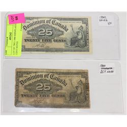 LOT OF TWO 1900 SHINPLASTER 25 CENT NOTES