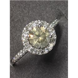 39) 14K WHITE GOLD DIAMOND RING, SIZE 7