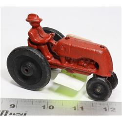 VINTAGE CAST IRON RED TOY TRACTOR