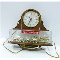 BUDWEISER WALL CLOCK WITH STAGECOACH & CLYDESDALES
