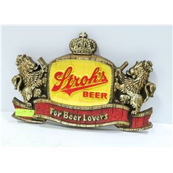 STROH'S BEER SIGN  19" X 9"