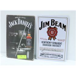 JACK DANIELS & JIM BEAM METAL SIGNS