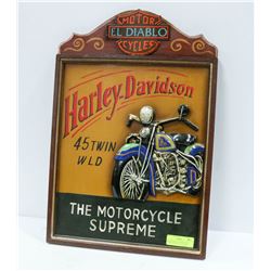 WOOD HARLEY DAVIDSON SIGN "THE MOTORCYLCE SUPREME