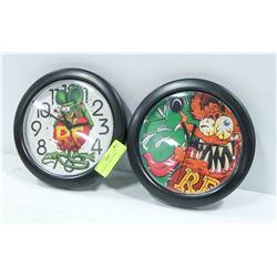 PAIR OF RAT FINK CLOCKS  9" DIAMETER