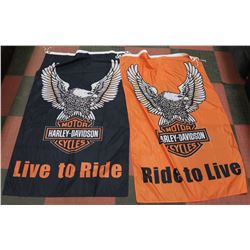 PAIR OF HARLEY DAVIDSON FLAGS "RIDE TO LIVE LIVE