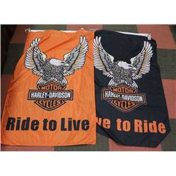 PAIR OF HARLEY DAVIDSON FLAGS "RIDE TO LIVE LIVE