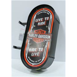 HARLEY DAVIDSON LIGHT-UP OVAL FLANGE  METAL SIGN
