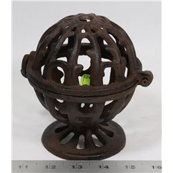 CAST IRON BALL ON STAND OPENS MIDEVIL LOOKING