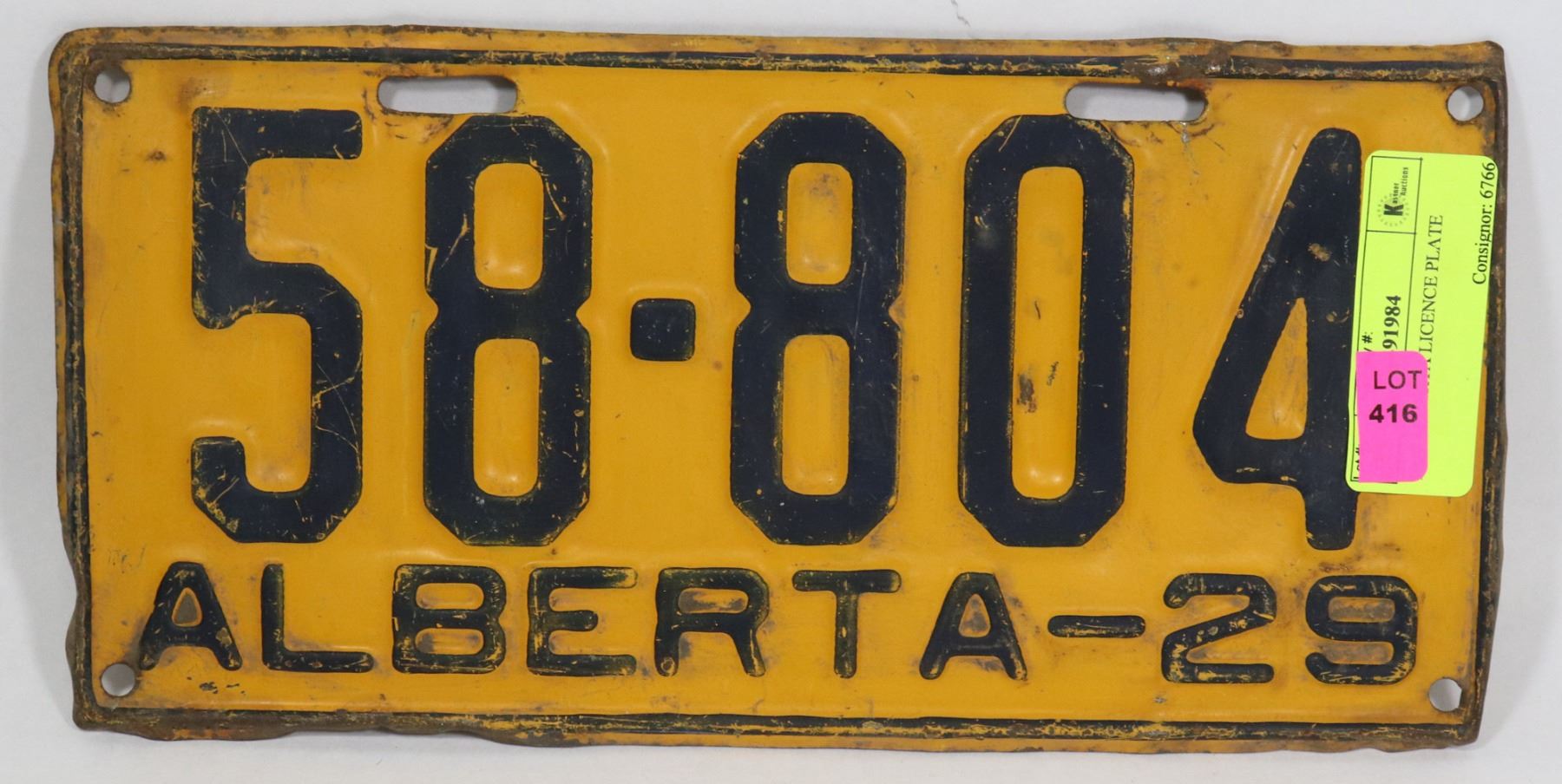 1929 ALBERTA LICENCE PLATE