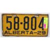Image 1 : 1929 ALBERTA LICENCE PLATE