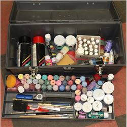 TOOLBOX FULL OF HOBBY /CRAFTS PAINTS, BRUSHES, ETC