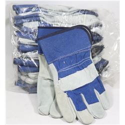 BUNDLE OF 12 WORK GLOVES, LEATHER PALM
