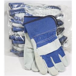 BUNDLE OF 12 WORK GLOVES, LEATHER PALM