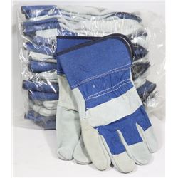 BUNDLE OF 12 WORK GLOVES, LEATHER PALM
