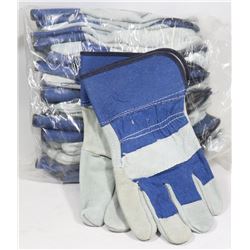 BUNDLE OF 12 WORK GLOVES, LEATHER PALM