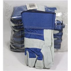 BUNDLE OF 12 WORK GLOVES, LEATHER PALM