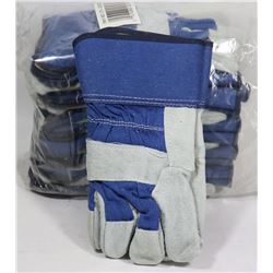 BUNDLE OF 12 WORK GLOVES, LEATHER PALM