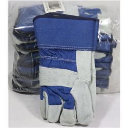 BUNDLE OF 12 WORK GLOVES, LEATHER PALM
