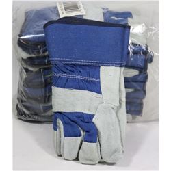 BUNDLE OF 12 WORK GLOVES, LEATHER PALM