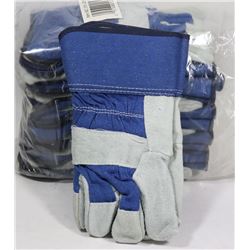 BUNDLE OF 12 WORK GLOVES, LEATHER PALM