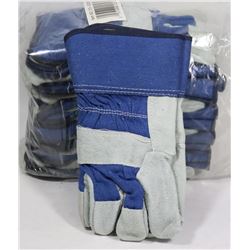 BUNDLE OF 12 WORK GLOVES, LEATHER PALM