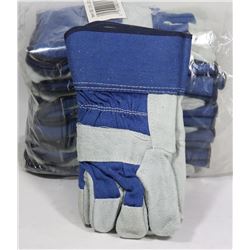 BUNDLE OF 12 WORK GLOVES, LEATHER PALM